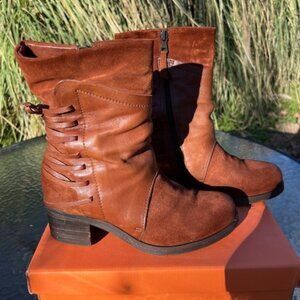 Miz Mooz Sakinah Lace Leather Mid Calf Moto Boots Size EU41 9.5 10 IN BOX